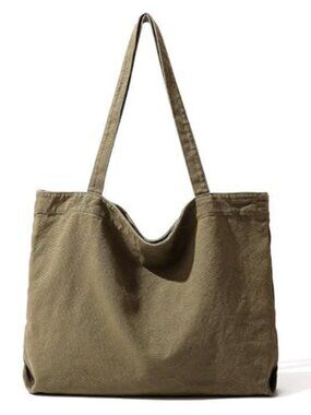 Large Canvas Tote Bag Cotton Shoulder Handbag Purse with Zipper